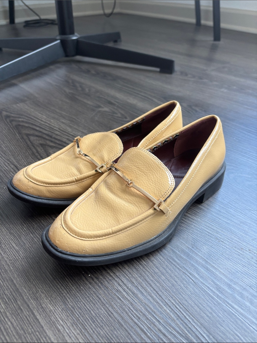 SARTO By Franco Sarto Mustard Tan Leather Loafers with Gold Bit